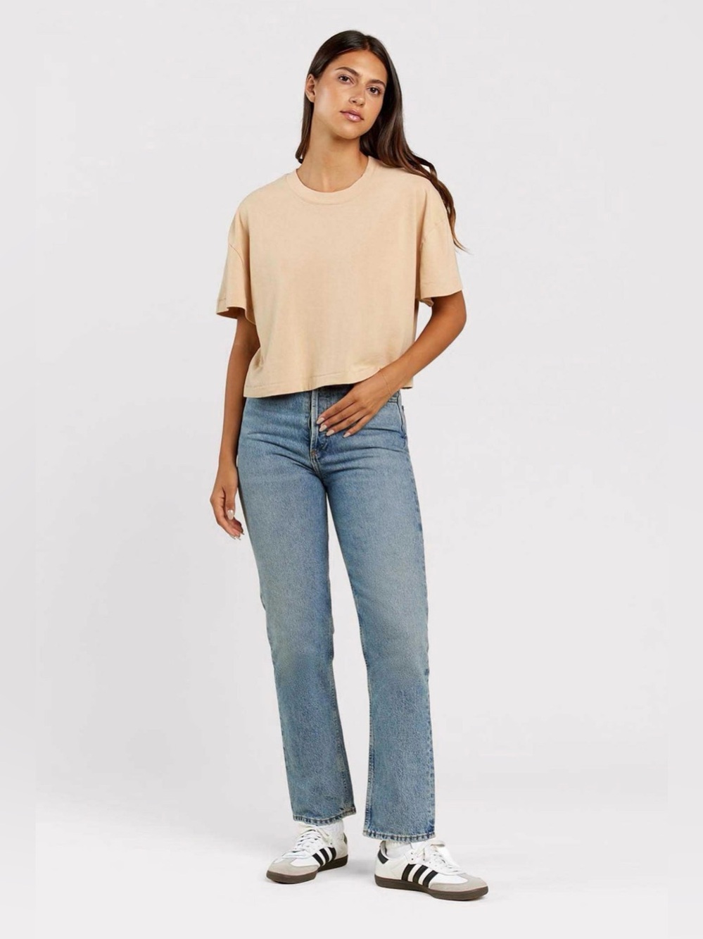 nuuds Cropped Tee, Oat, Size Large